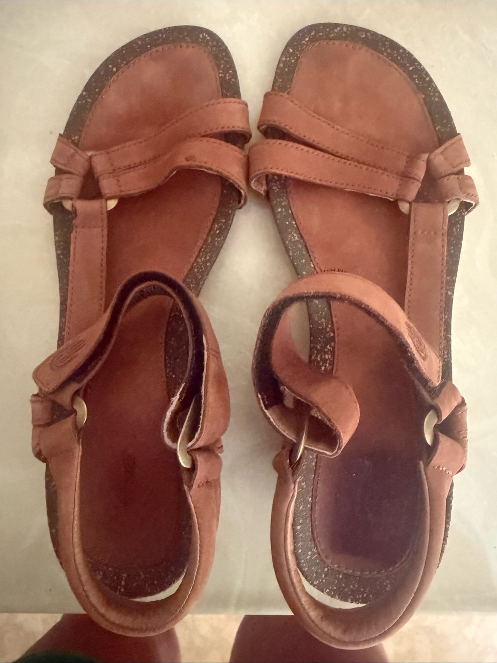 Teva Women's Brown Leather Adjustable Strap Sandals
